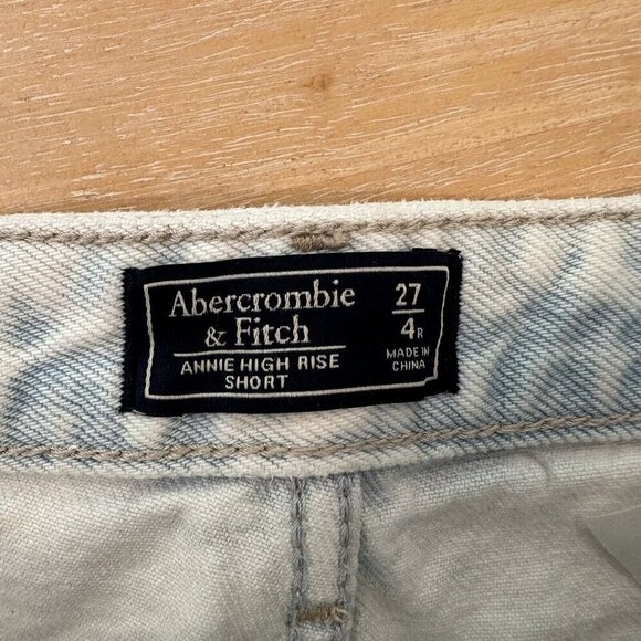 Abercrombie & Fitch Denim Shorts Womens Light Wash Annie High Rise Fringe Sz 27 - Picture 4 of 9